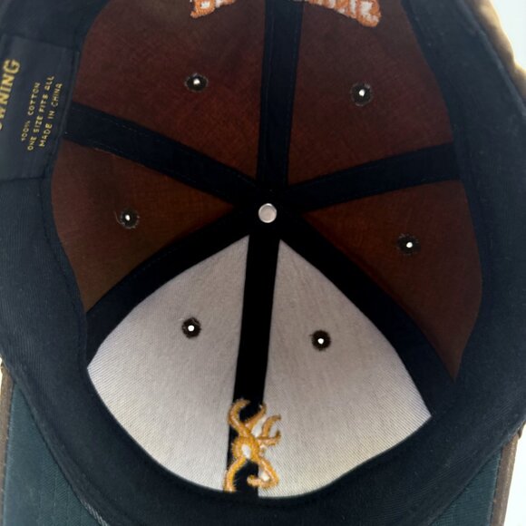 Browning Dura-Wax Solid Baseball Cap 308412881 Brown & Loop Closure 3-D Buckmark - Picture 10 of 11